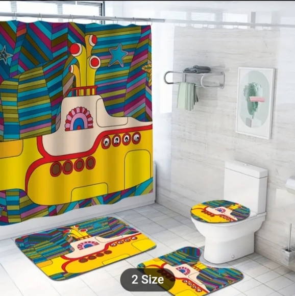 Grateful Dead Other - The Beatles Yellow Submarine Shower curtain and Bathroom rugs, Beatles Bathroom